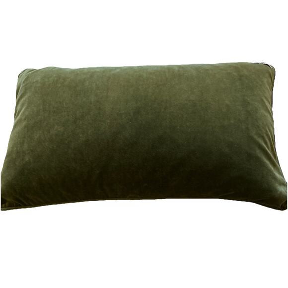 Elements By Erin Gates Velvet pillow Green & White Striped Throw Rare Vintage - Picture 8 of 8